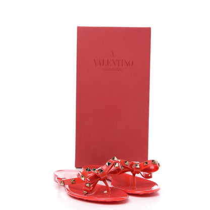 Valentino Garavani PVC Jelly Rockstud Bow Thong Sandals 36 Rosso Valentino 9 of 9