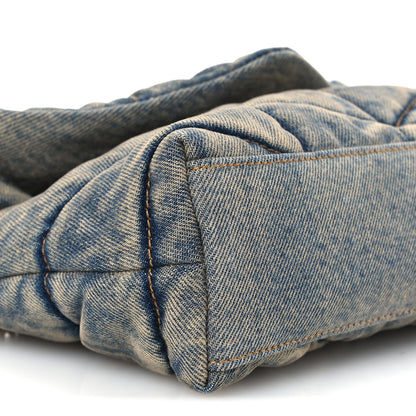 Saint Laurent Denim Quilted Toy Loulou Puffer Monogram Chain Satchel Blue Cinnamon 9 of 11