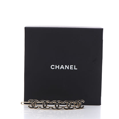 Chanel CC Hair Clip Barrette Black Gold 4 of 4