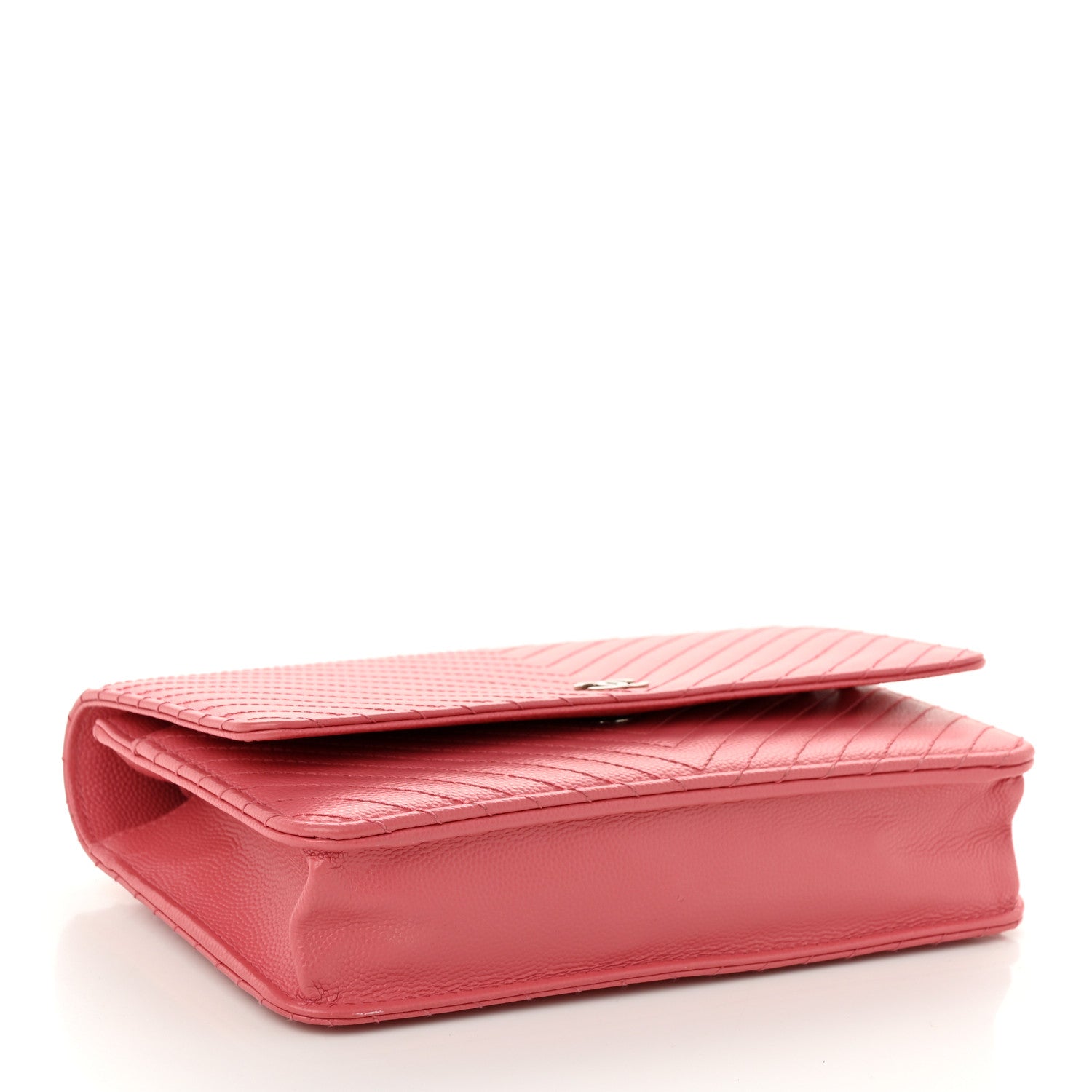 Chanel Caviar Chevron Quilted Wallet On Chain WOC Pink 3 of 11