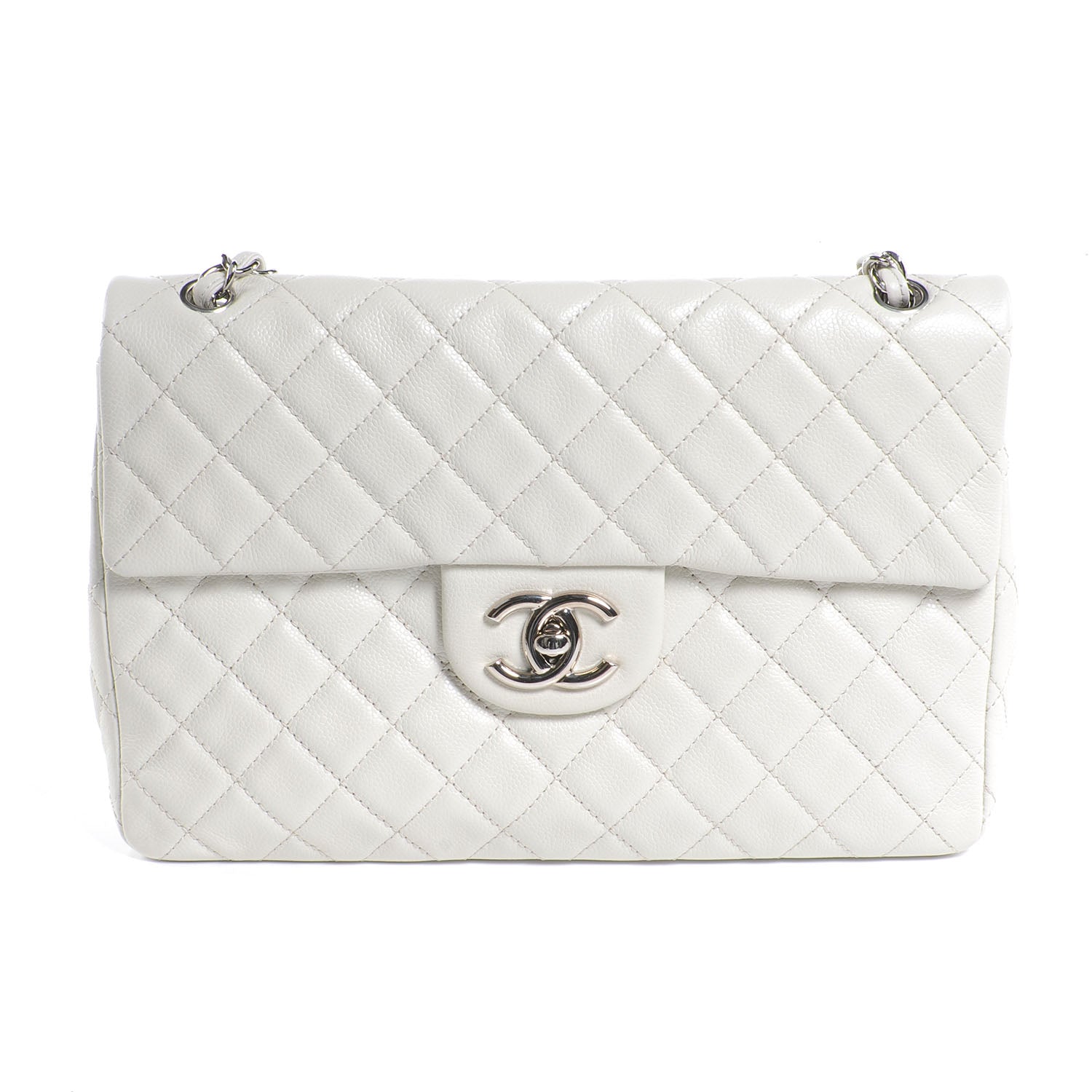 Chanel Washed Caviar Maxi Single Flap White 1 of 8