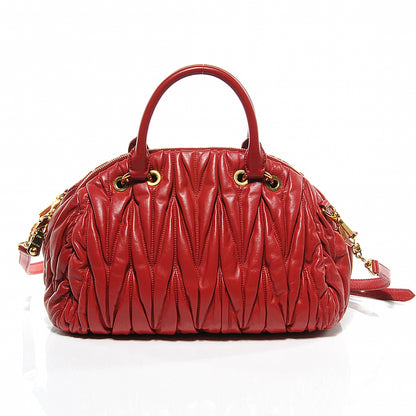 Miu Miu Leather Matelasse Bowler Red 8 of 9