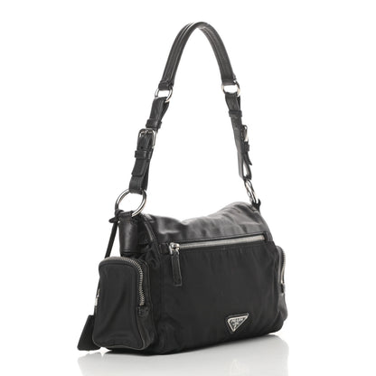 Prada Soft Calfskin Tessuto Nylon Shoulder Bag Black 3 of 16