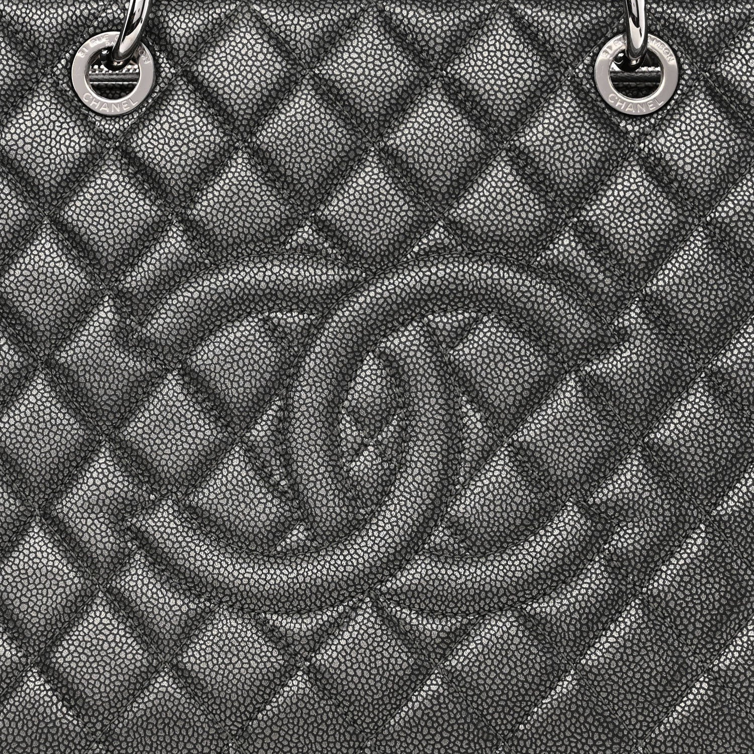 Chanel Metallic Caviar Quilted Grand Shopping Tote GST Dark Silver 8 of 10