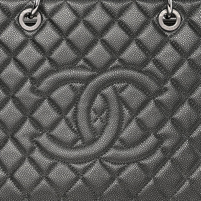 Chanel Metallic Caviar Quilted Grand Shopping Tote GST Dark Silver 8 of 10