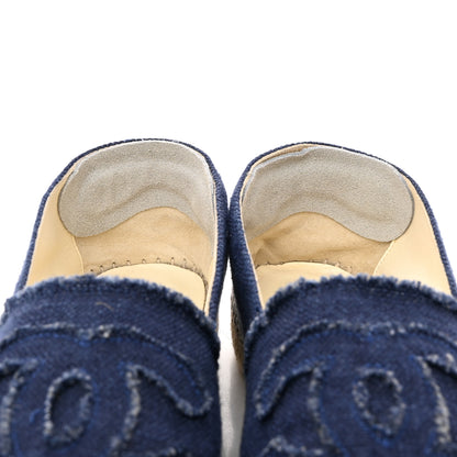 Chanel Denim Toile CC Espadrilles 41 Navy Black 9 of 9