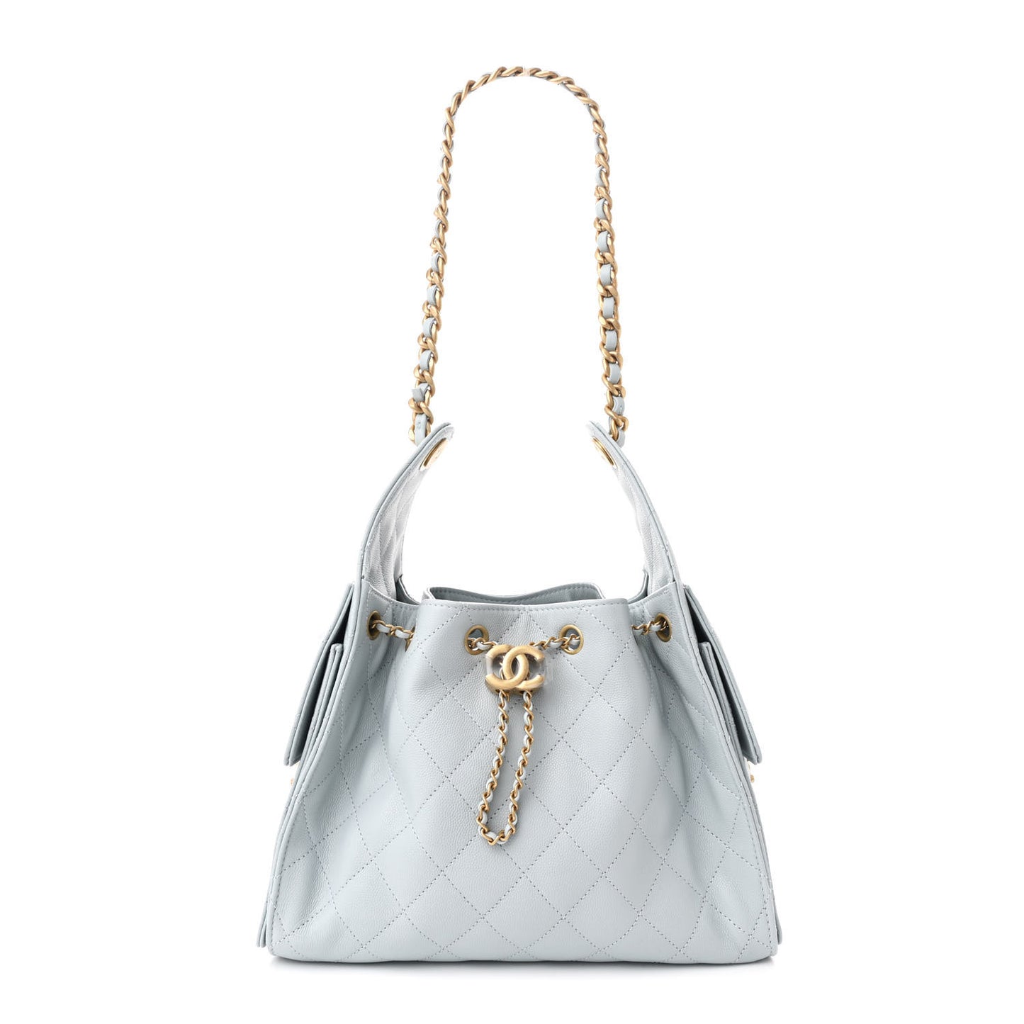 Caviar Quilted Small Chanel 25 Handbag Light Blue