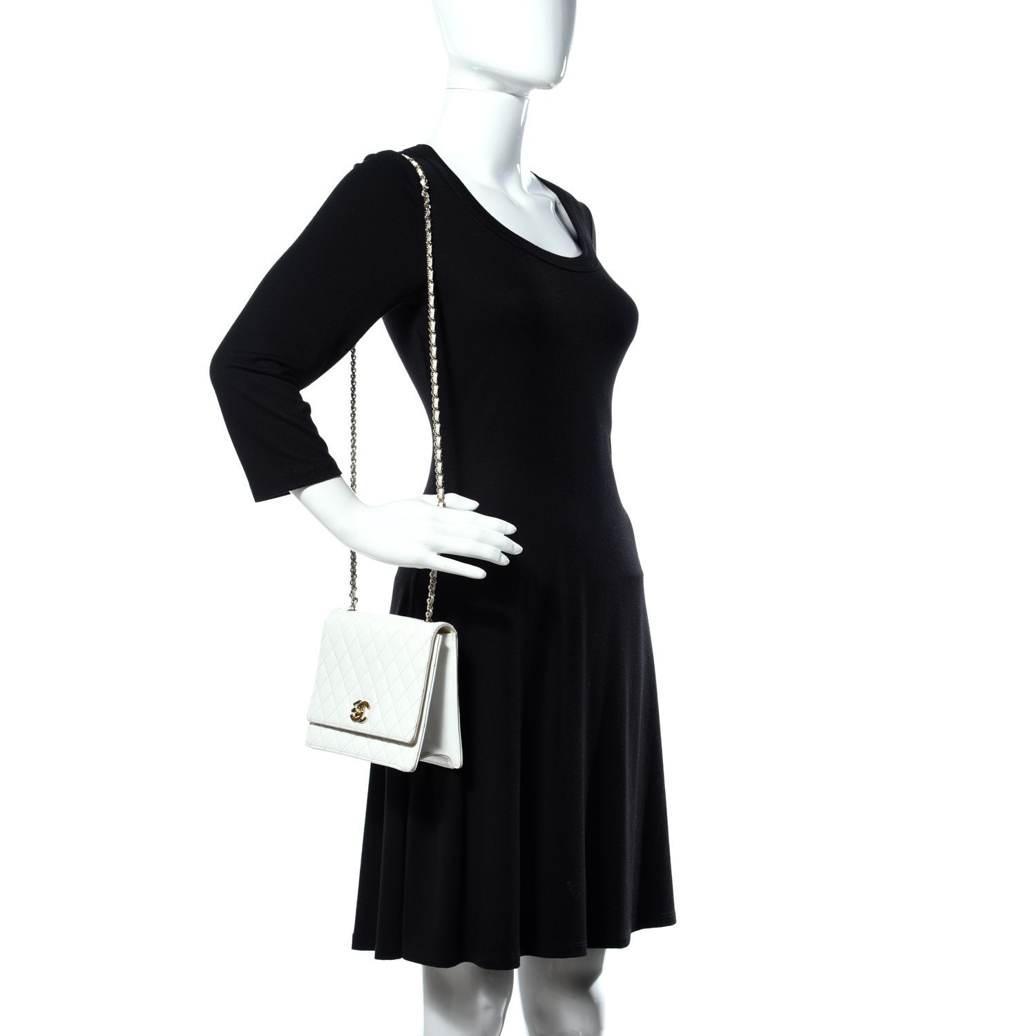 Chanel Glazed Calfskin Stitched Mini Square Flap White 2 of 19