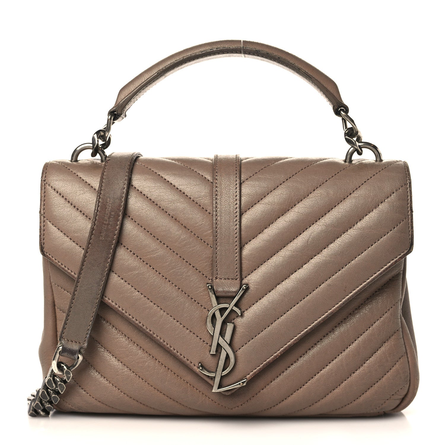 Saint Laurent Sheepskin Matelasse Chevron Monogram Medium College Bag Fard 1 of 20
