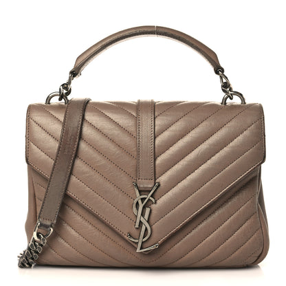 Saint Laurent Sheepskin Matelasse Chevron Monogram Medium College Bag Fard 1 of 20