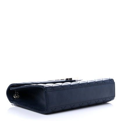 Saint Laurent Grain De Poudre Textured Mixed Matelasse Triquilt Medium Monogram Satchel Deep Marine 3 of 11