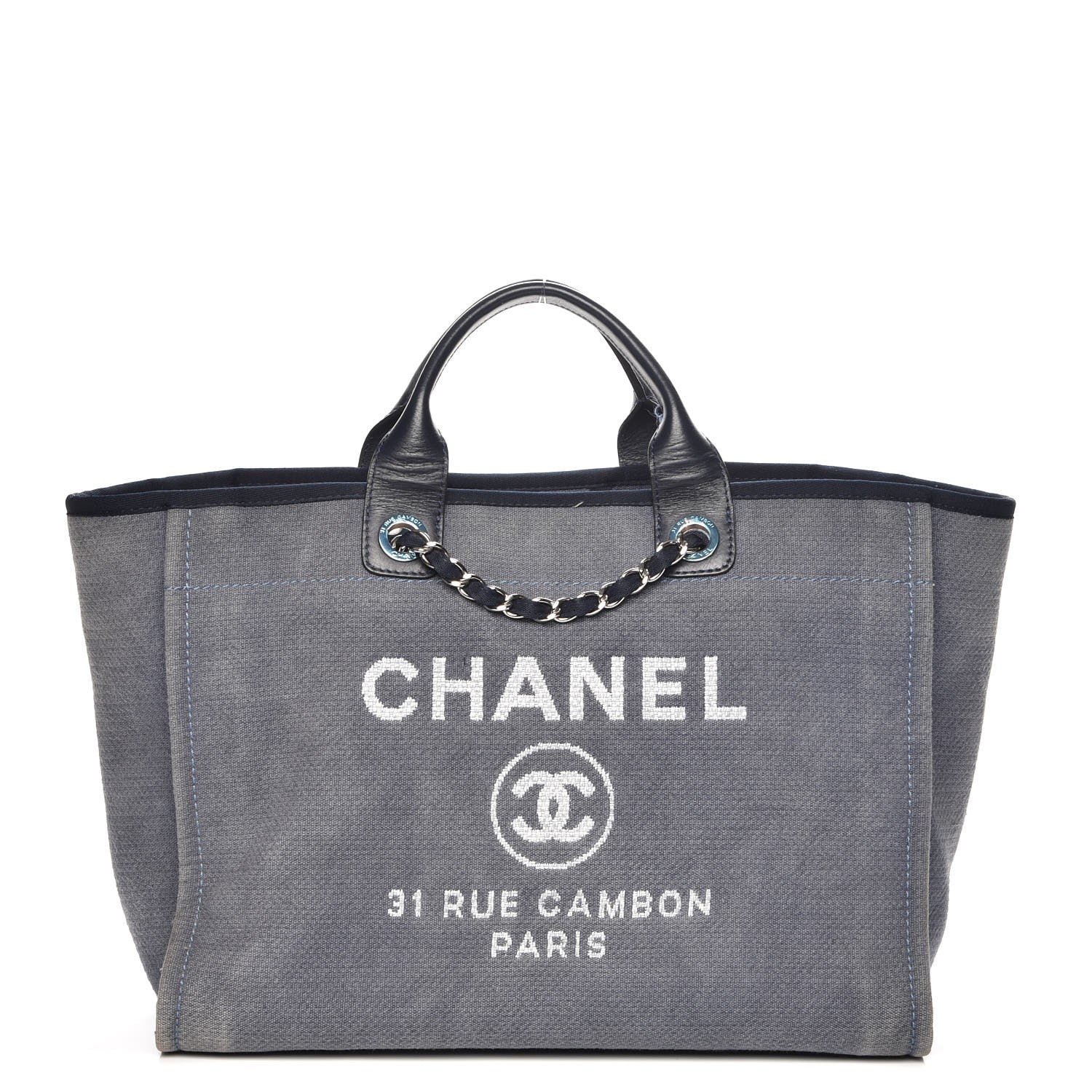 Chanel Canvas Large Deauville Tote Blue 1 of 8