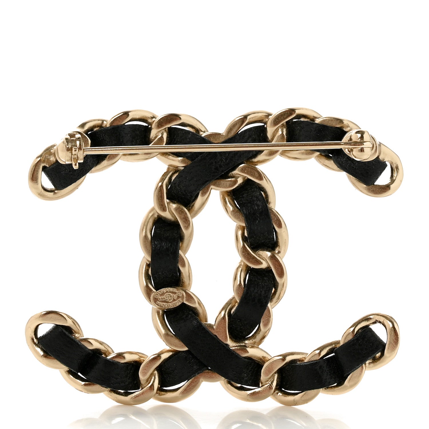 Chanel Lambskin Chain CC Brooch Black Gold 3 of 5