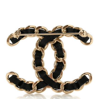 Chanel Lambskin Chain CC Brooch Black Gold 3 of 5