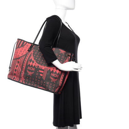 MCM Visetos Large Liz Reversible Shopper Red Black 3 of 23