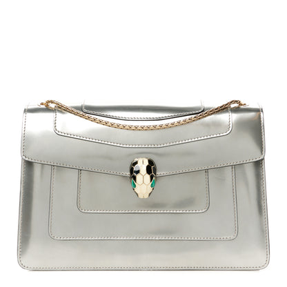 Bulgari Metallic Calfskin Serpenti Forever Crossbody Bag Silver 1 of 14