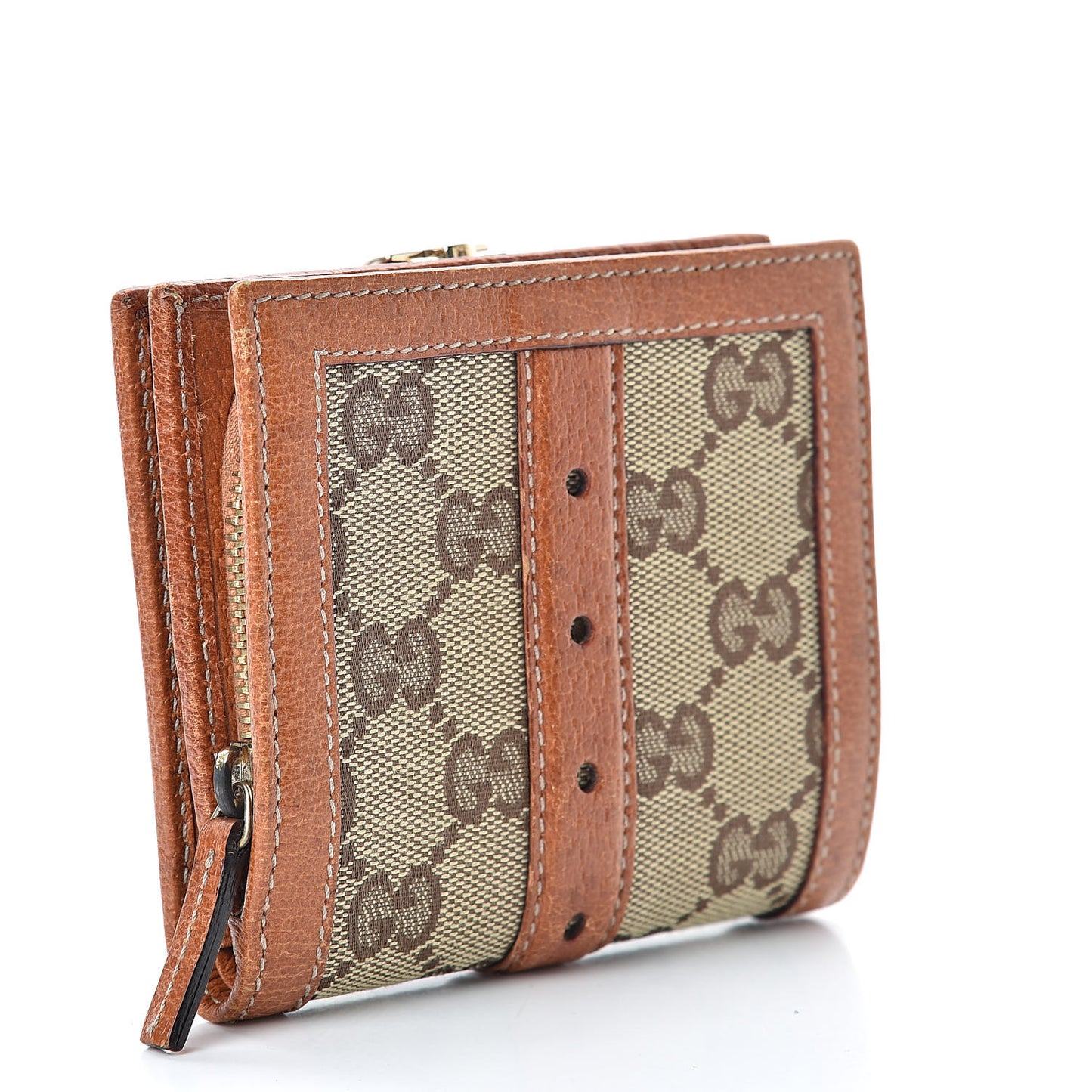 Monogram Buckle Compact Wallet Brown