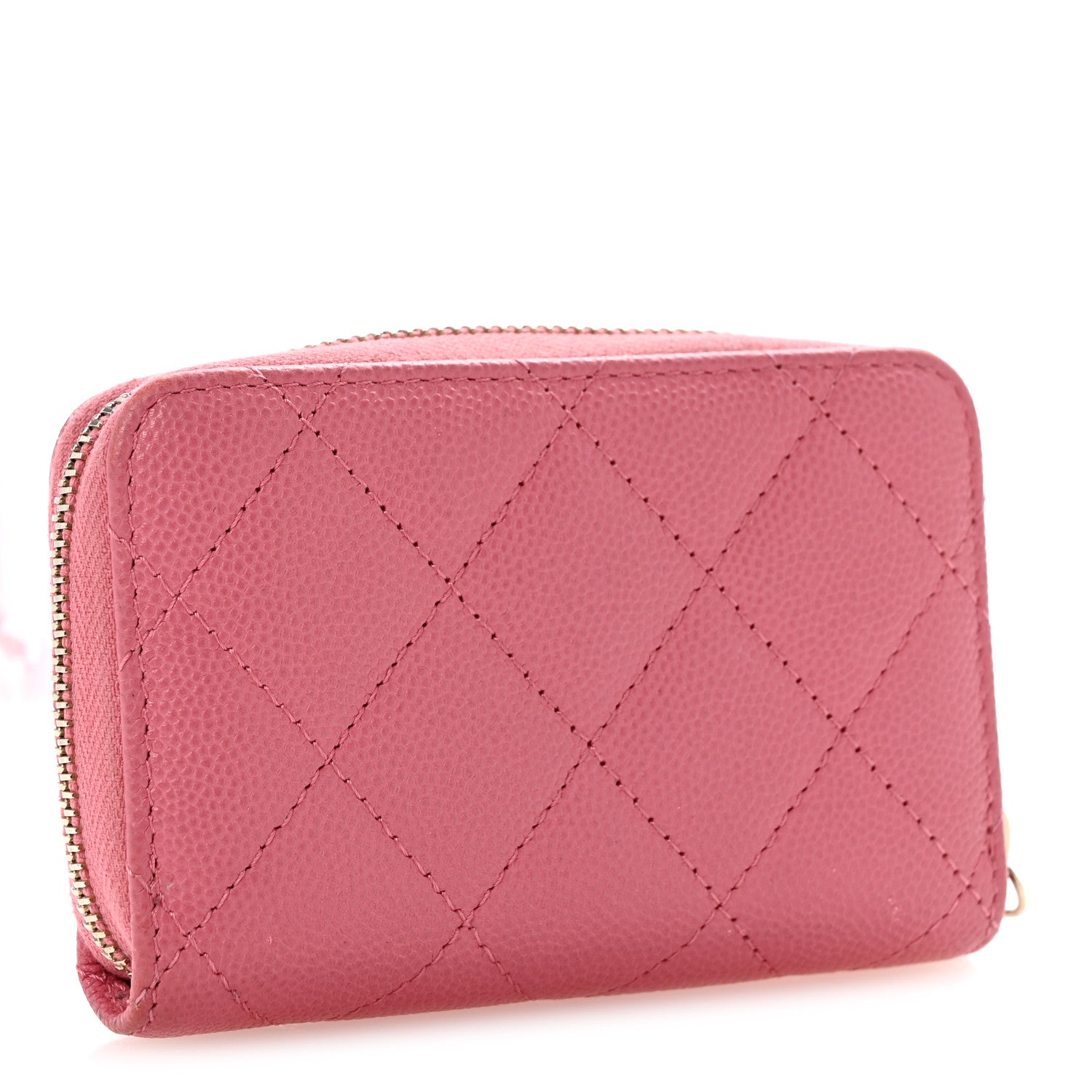 Chanel Caviar Quilted Textured CC Zip Around Coin Purse Pink 3 of 10