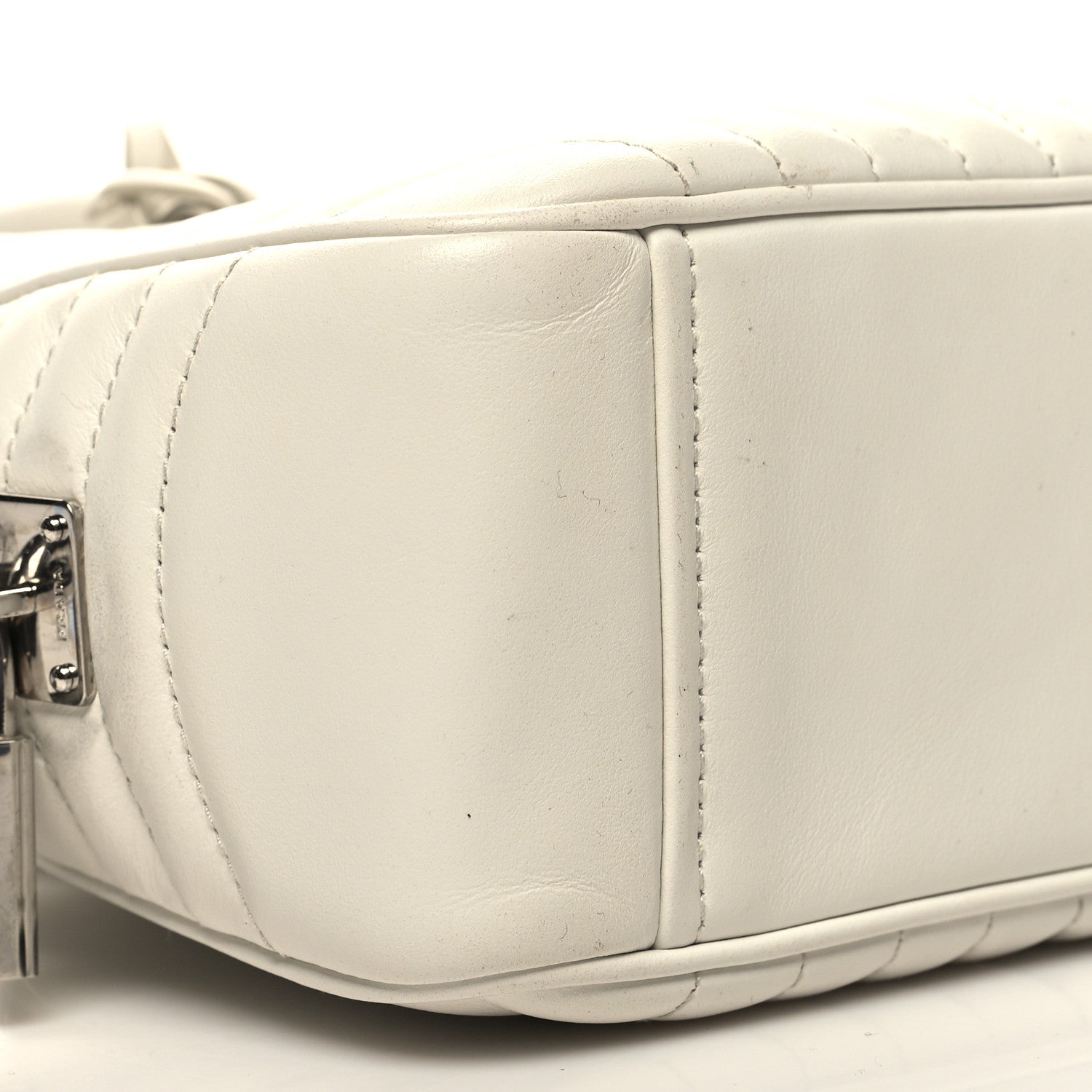 Prada Soft Calfskin Impunture Diagramme Top Handle Crossbody Bag Talco 8 of 11