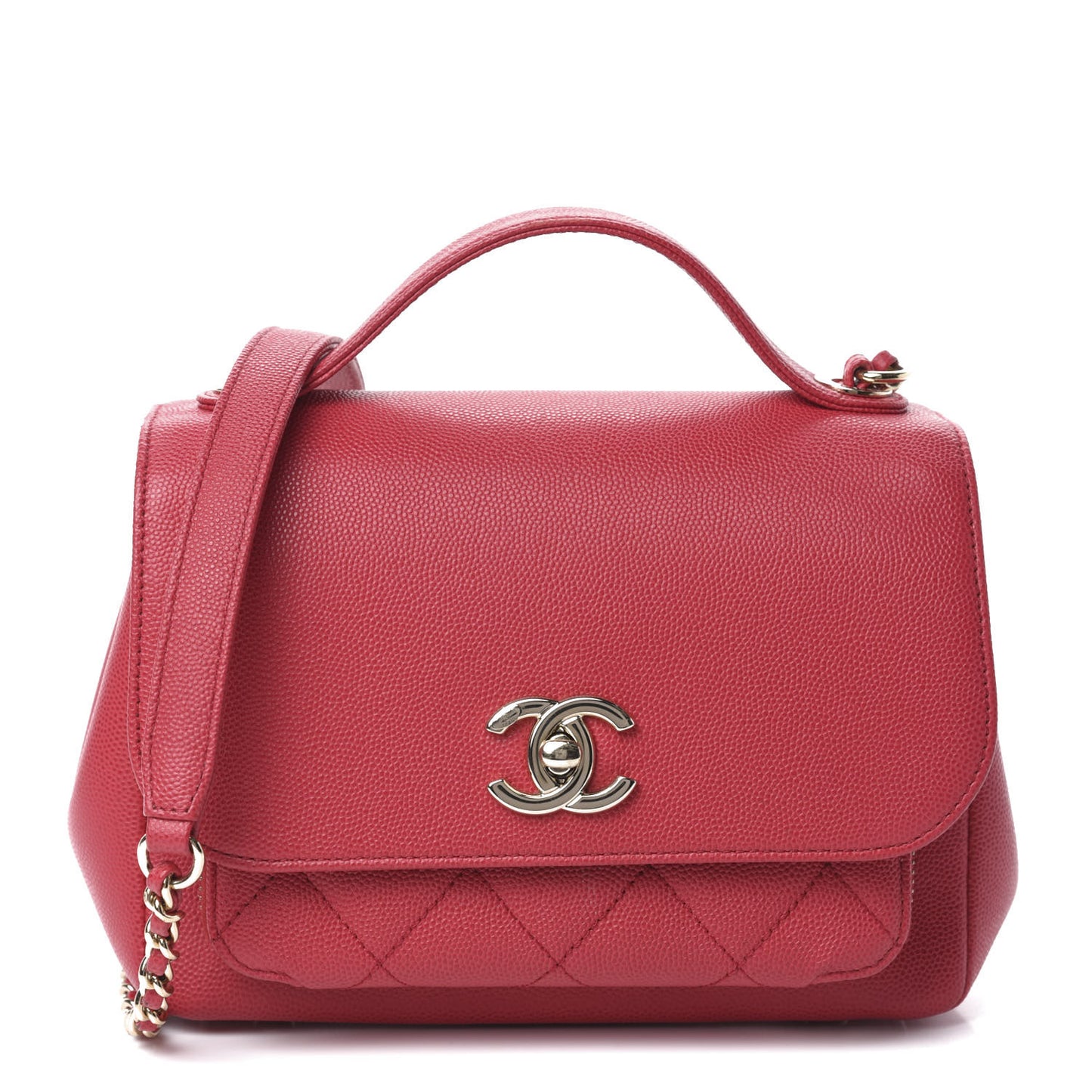 Caviar Quilted Small Business Affinity Flap Red