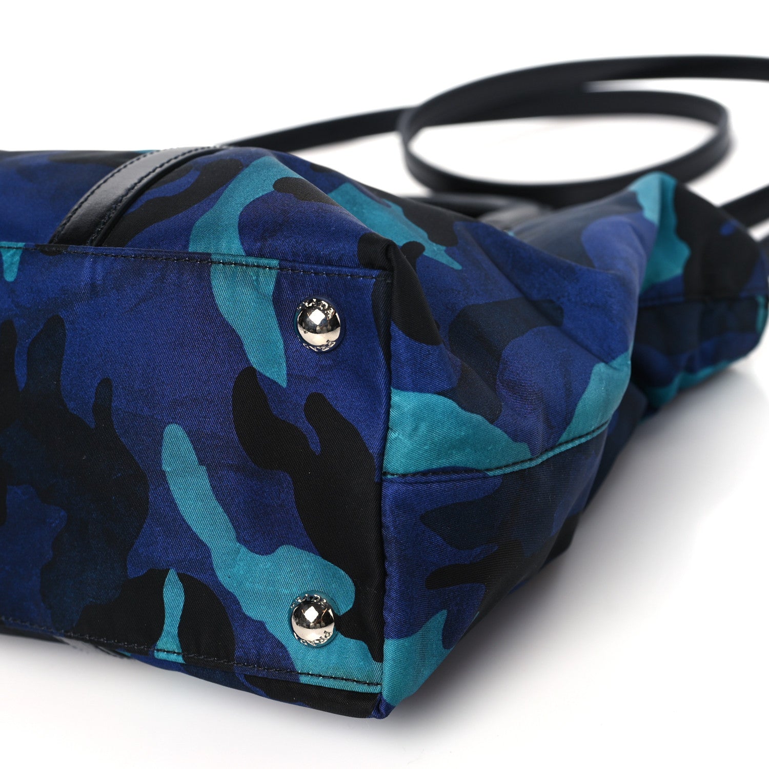 Prada Tessuto Nylon Camouflage Tote Royal Blue 10 of 10
