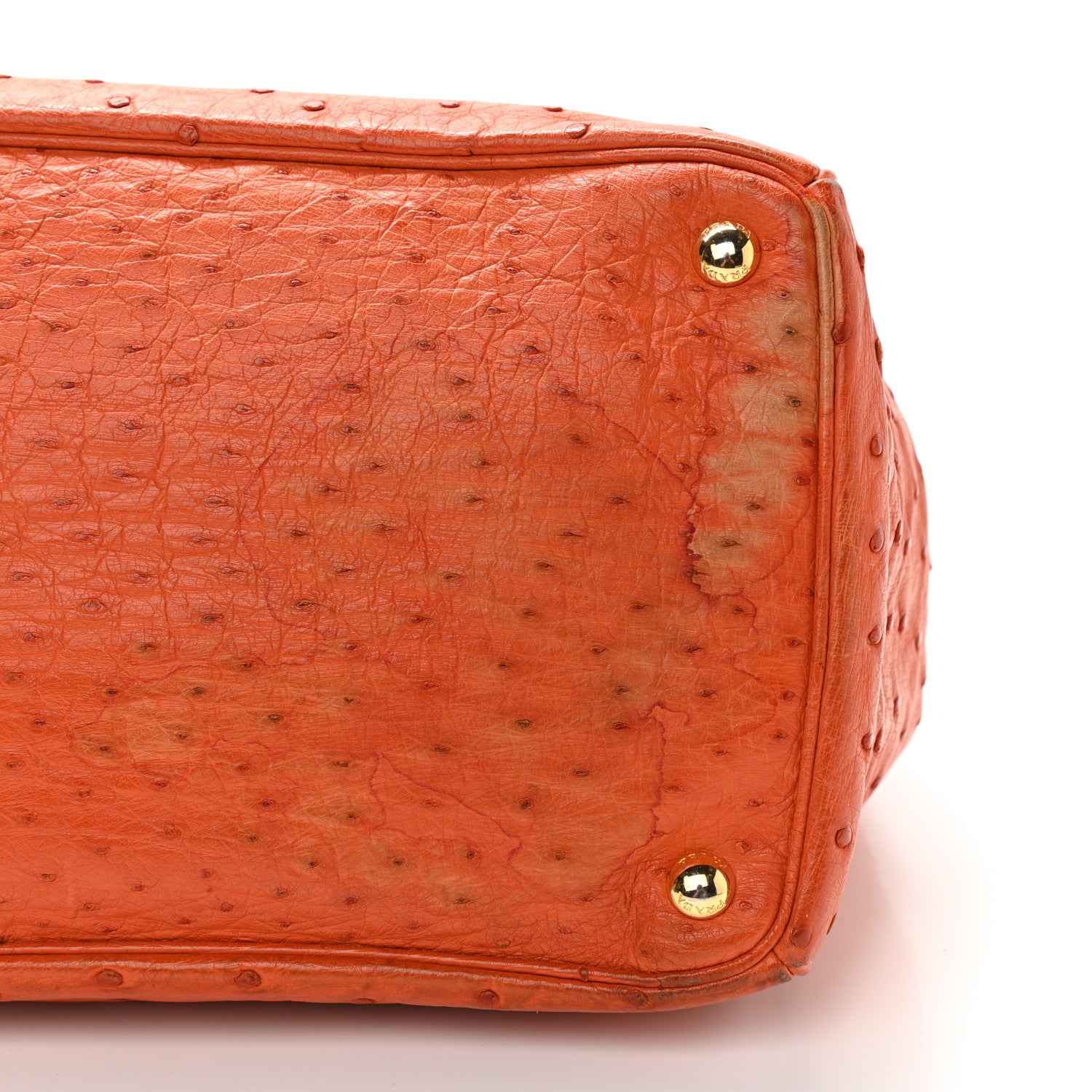 Prada Ostrich Double Zip Tote Papaya 17 of 18