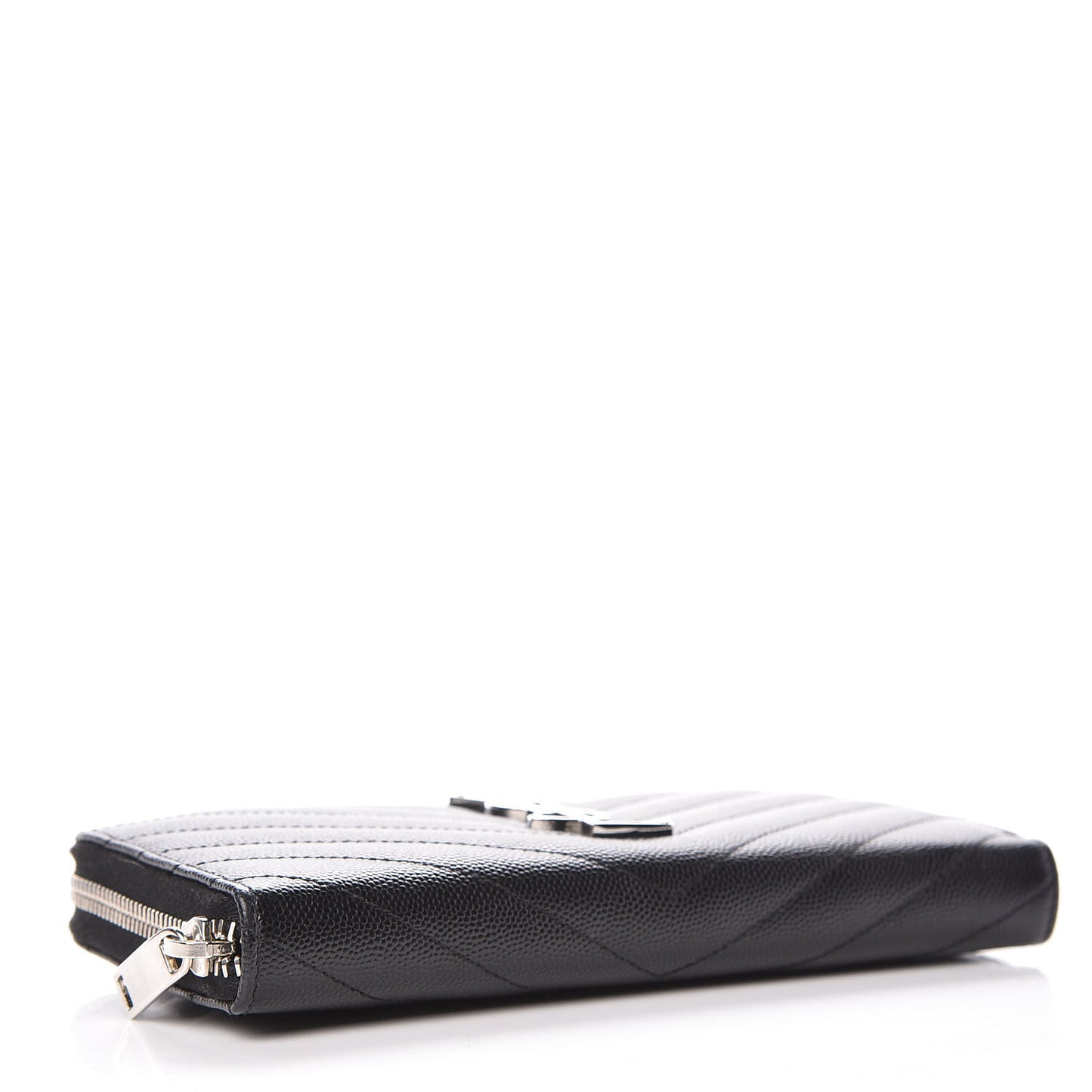 Grain De Poudre Matelasse Chevron Monogram Zip Around Wallet Black