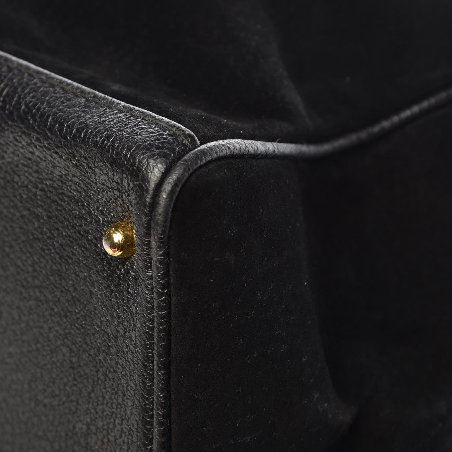 Suede Bamboo Top Handle Bag Black