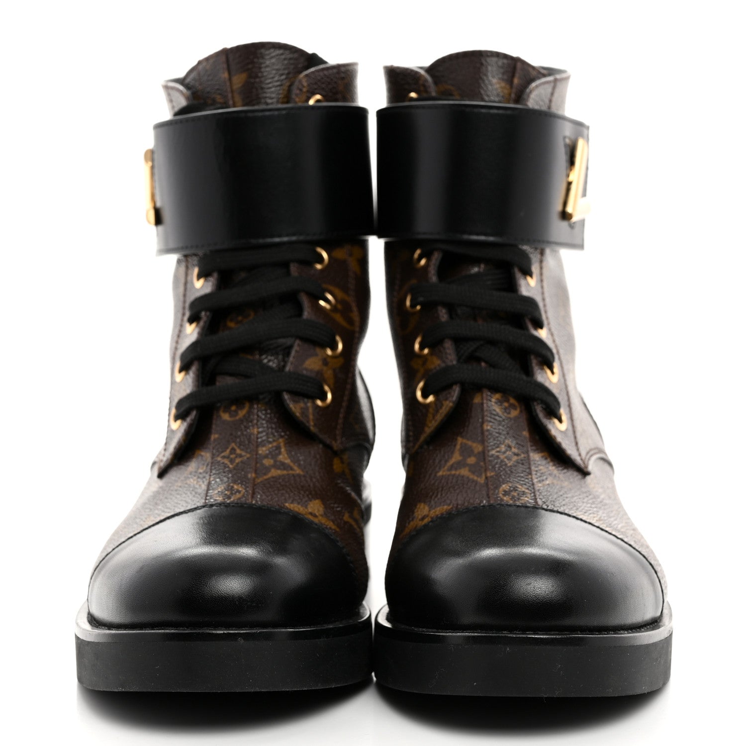 Louis Vuitton Calfskin Monogram Wonderland Flat Ranger Boots 38 Black 2 of 8