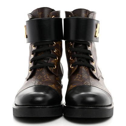Louis Vuitton Calfskin Monogram Wonderland Flat Ranger Boots 38 Black 2 of 8