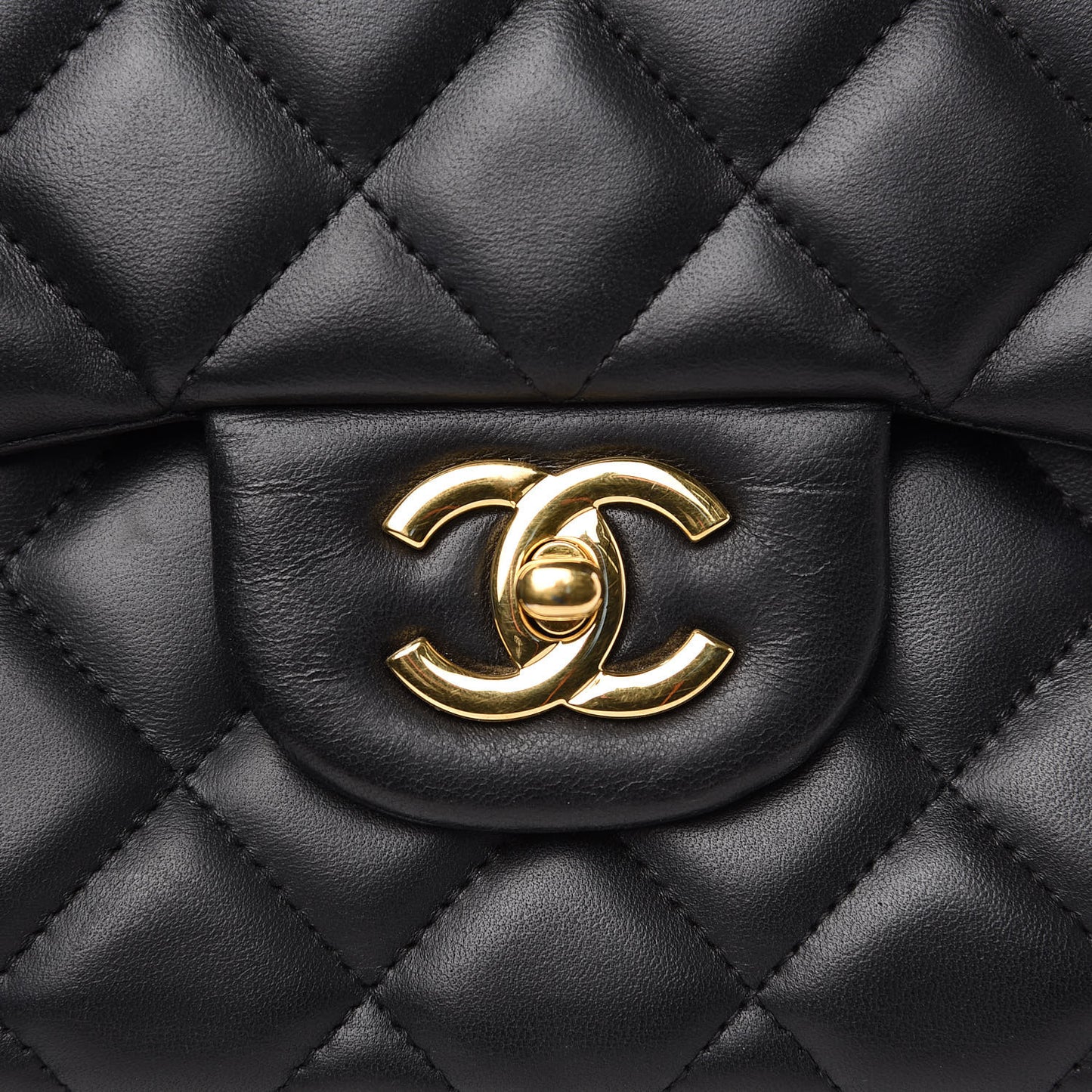 Lambskin Quilted Jumbo Double Flap Black