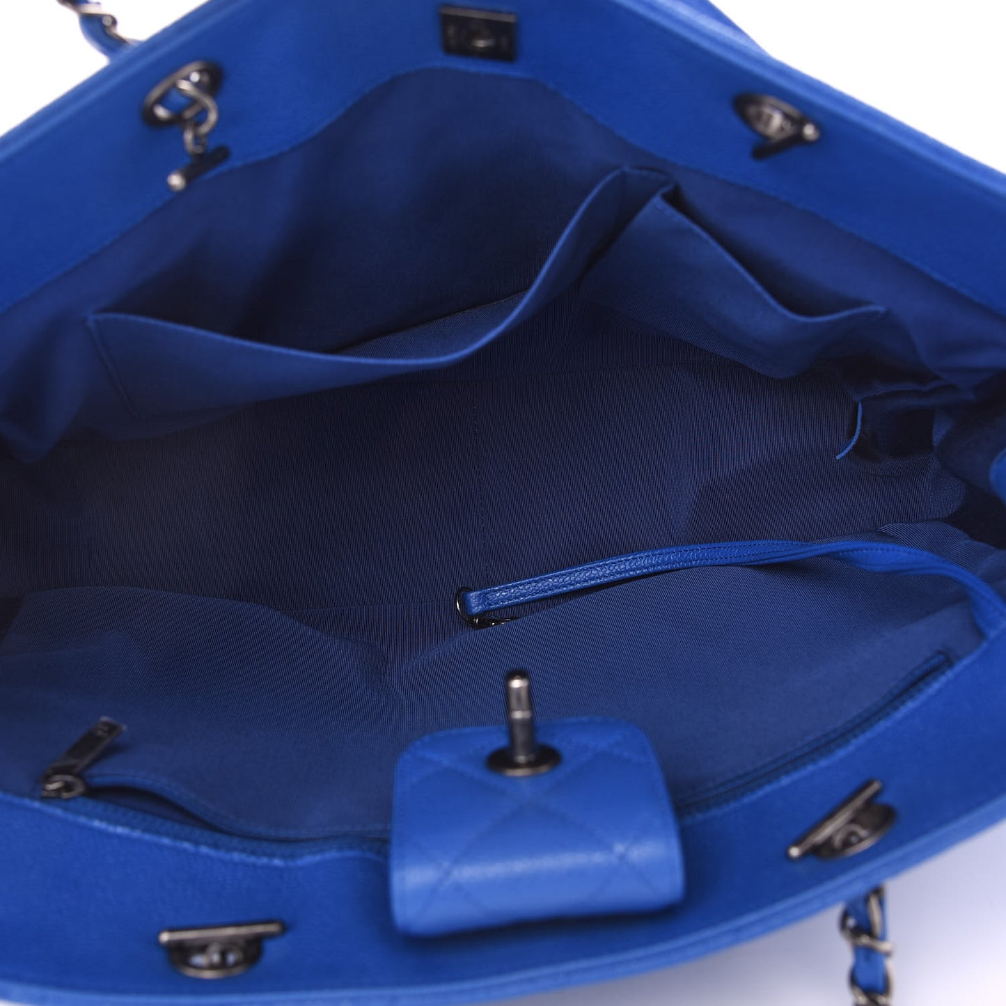 Caviar Quilted Large CC Shopping Tote Blue