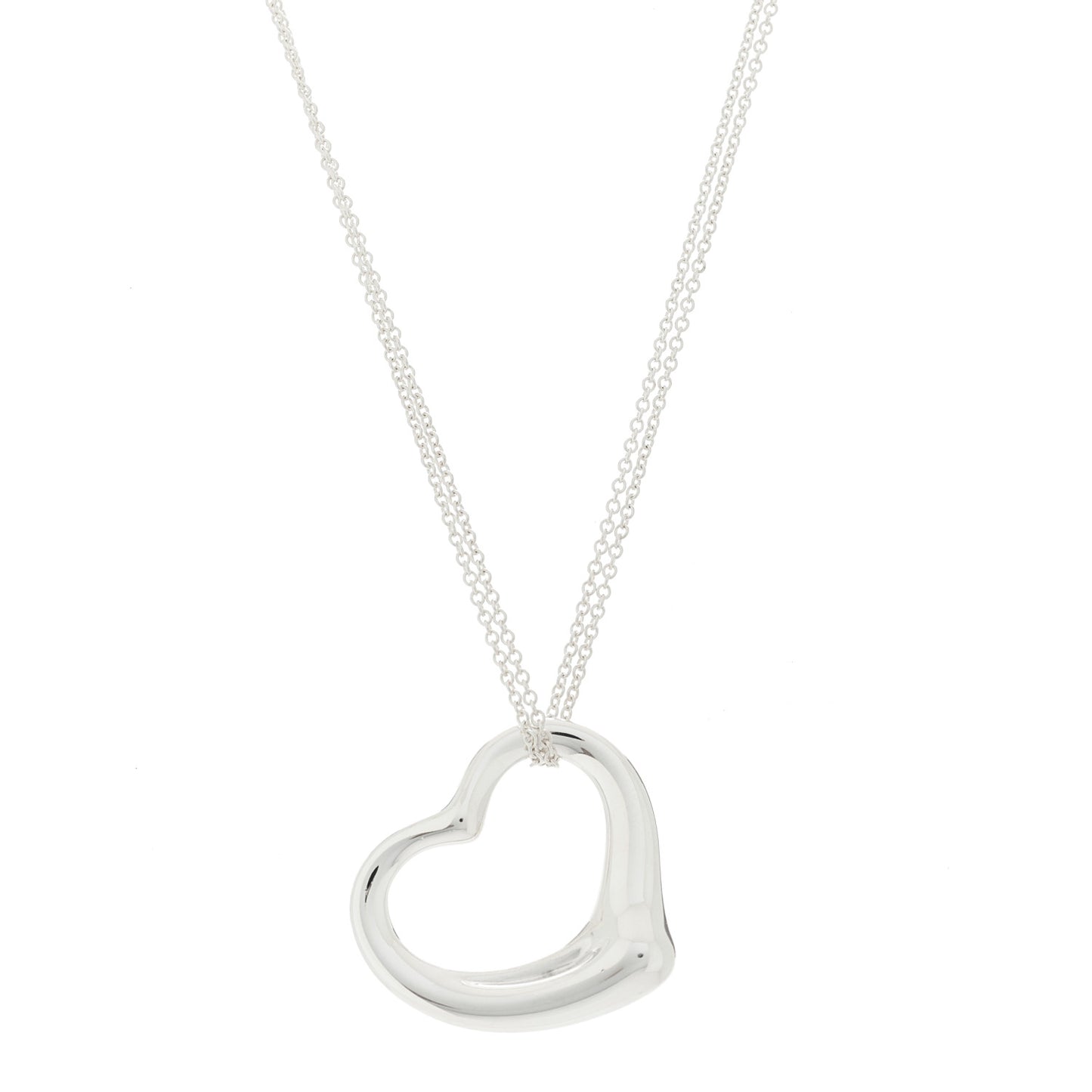 Sterling Silver 35mm Elsa Peretti Open Heart Pendant Necklace