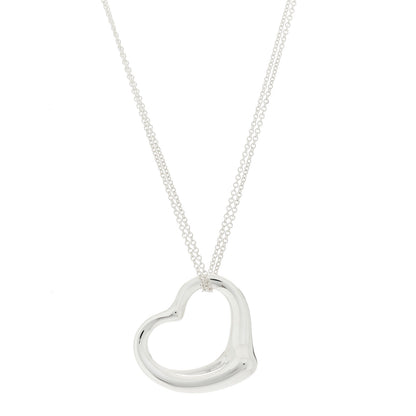 Tiffany Sterling Silver 35mm Elsa Peretti Open Heart Pendant Necklace 1 of 6