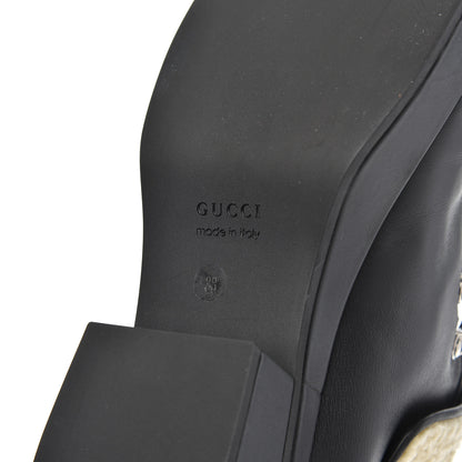 Gucci Calfskin Faux Shearling Studded Victor Ankle Boots 38 Black Mystic White 7 of 11