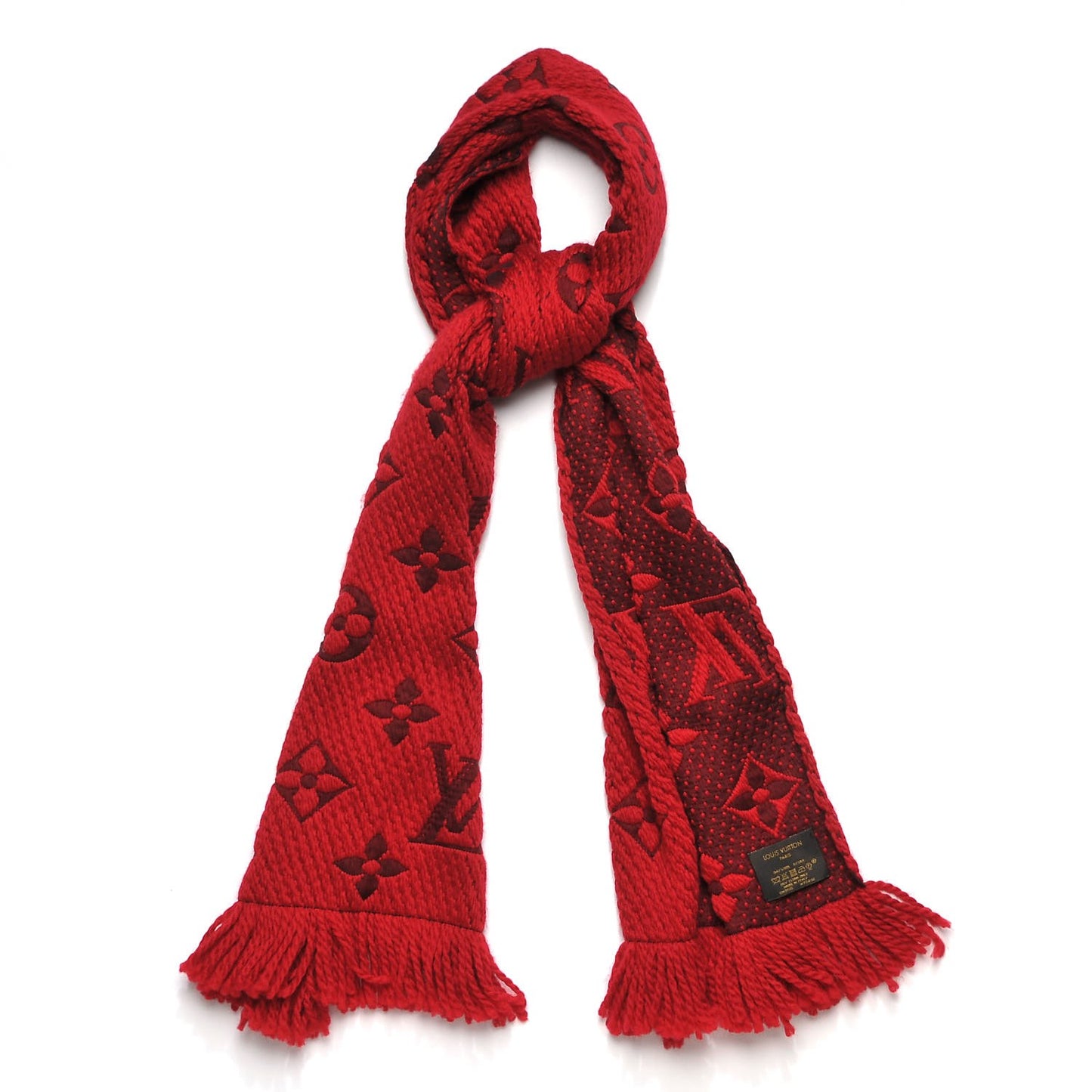 Wool Silk Logomania Scarf Rubis