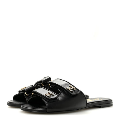 Chanel Lambskin Velcro Mules 39 Black 4 of 10