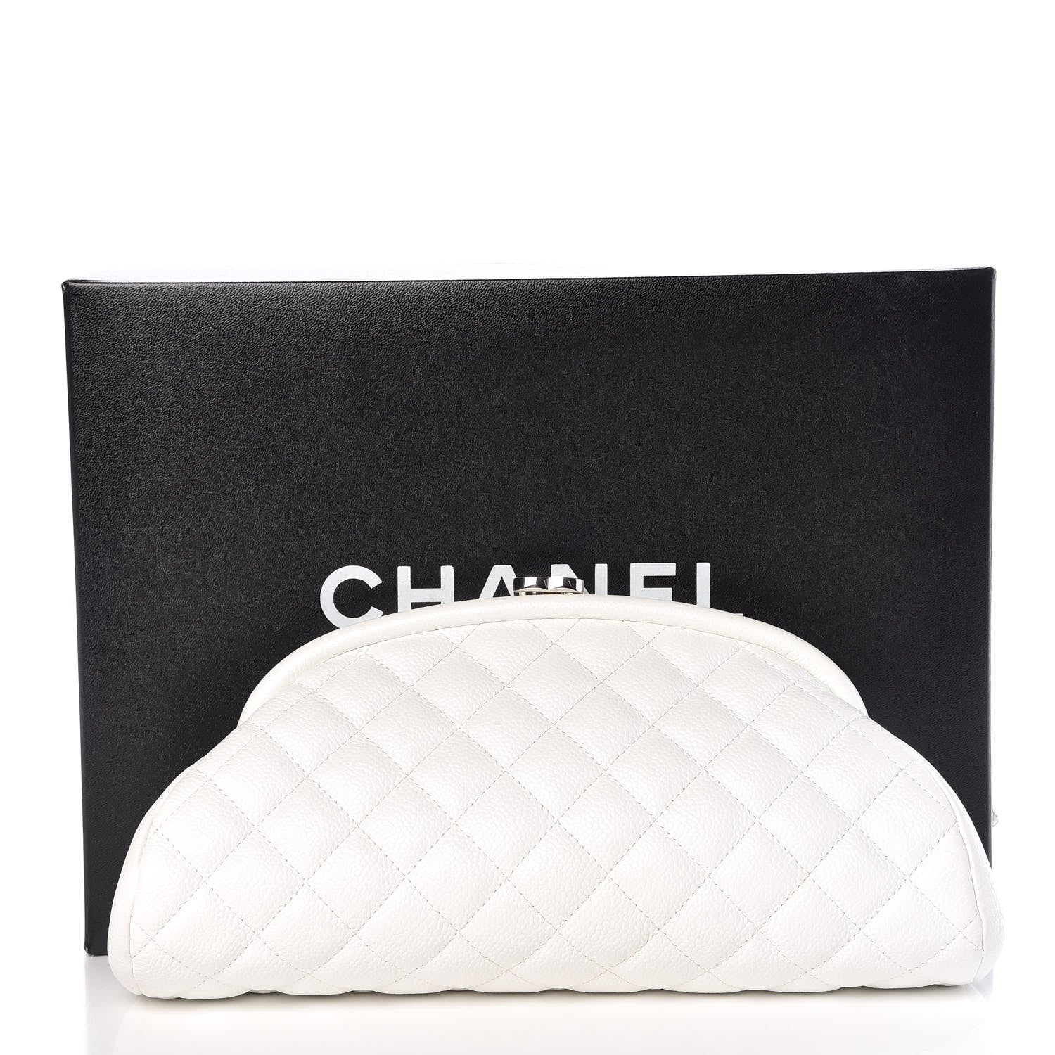 Chanel Caviar Quilted Timeless Clutch White 10 of 10