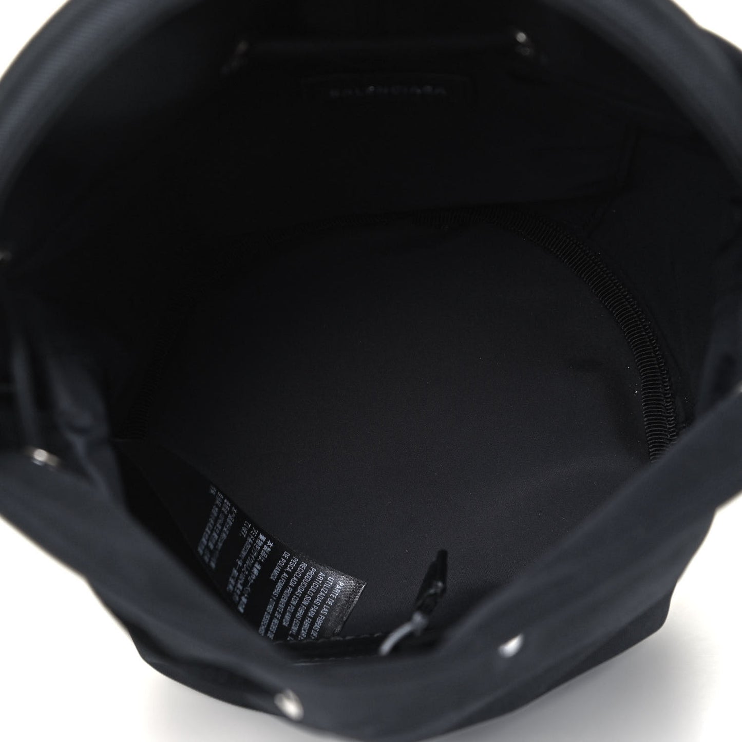 Recycled Sport Nylon Logo Embroidered Wheel Drawstring Bucket Bag Black White