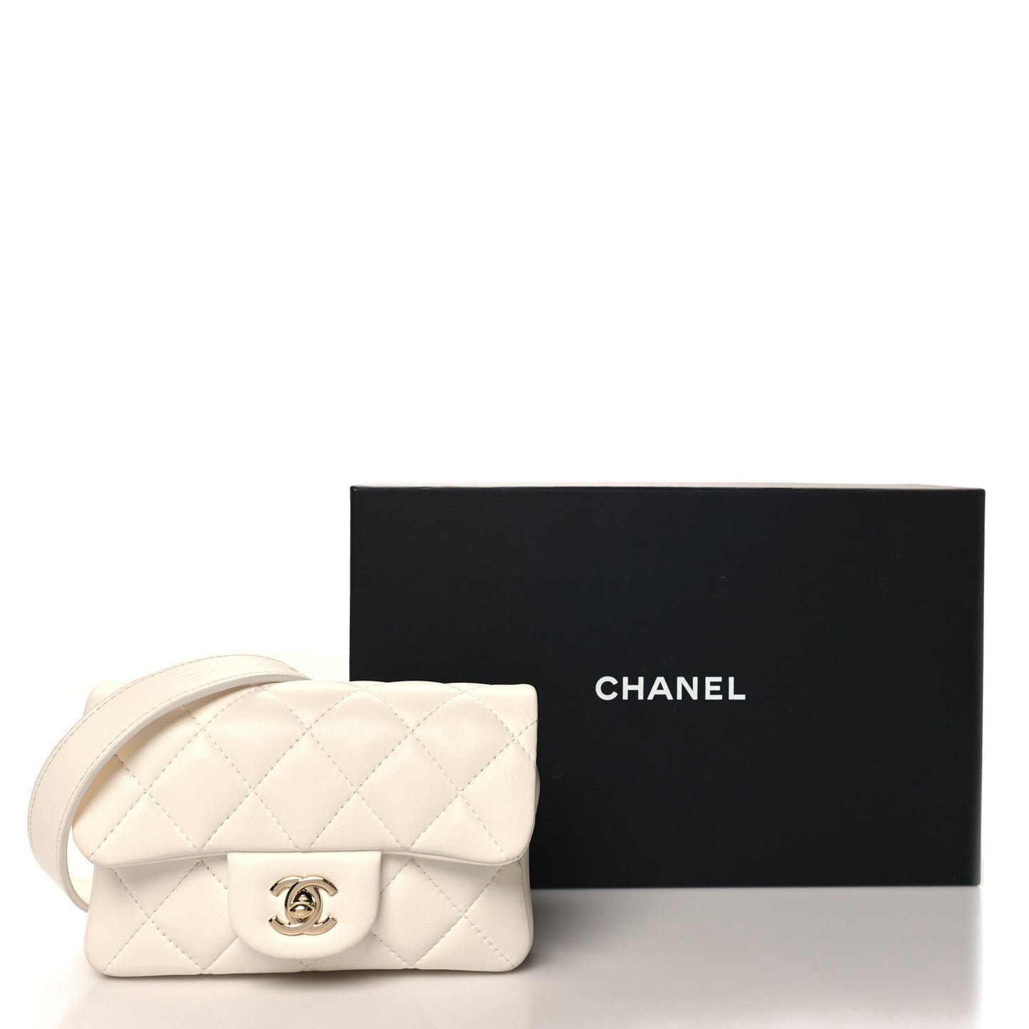 Lambskin Quilted Mini My Precious Waist Bag White
