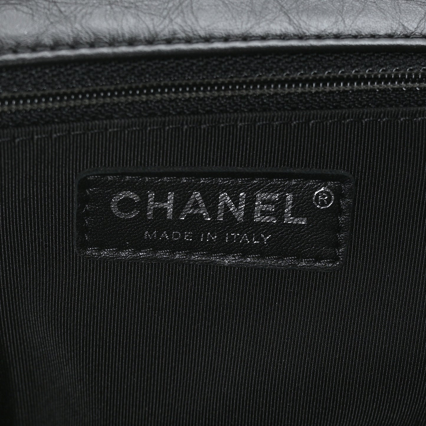 Crumpled Calfskin Quilted Large Chain All Over Flap Bag Black