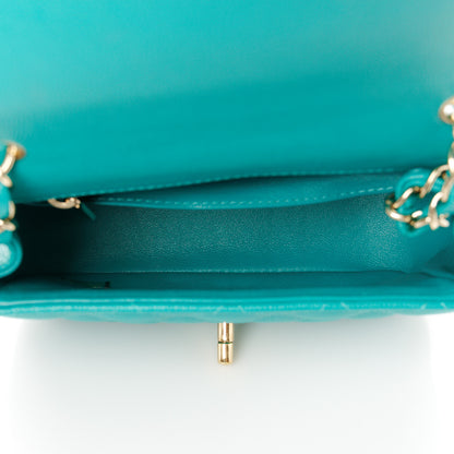 Chanel Caviar Quilted Mini Square Flap Turquoise 5 of 11