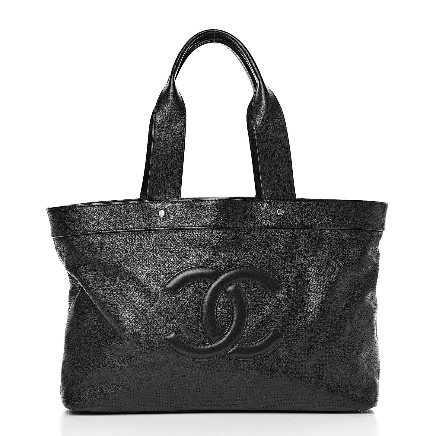 Goatskin Perforated Large CC Tote Black