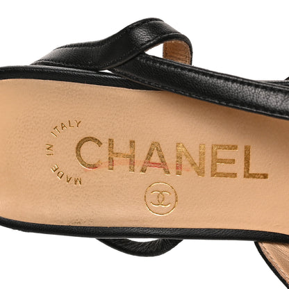 Chanel Textured Calfskin Glazed Goatskin Cap Toe CC Slingback Pumps 35 Black 7 of 8