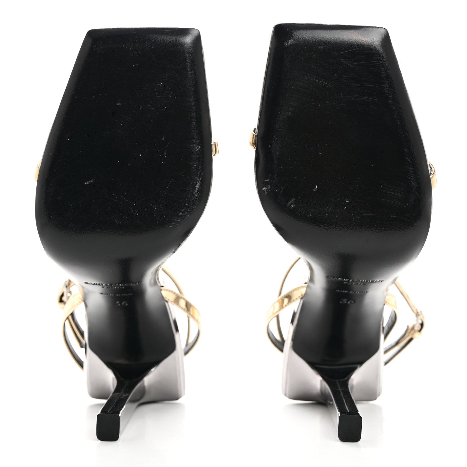 Saint Laurent Metallic Patent Pam 110 Sandals 36 Old Gold 5 of 8