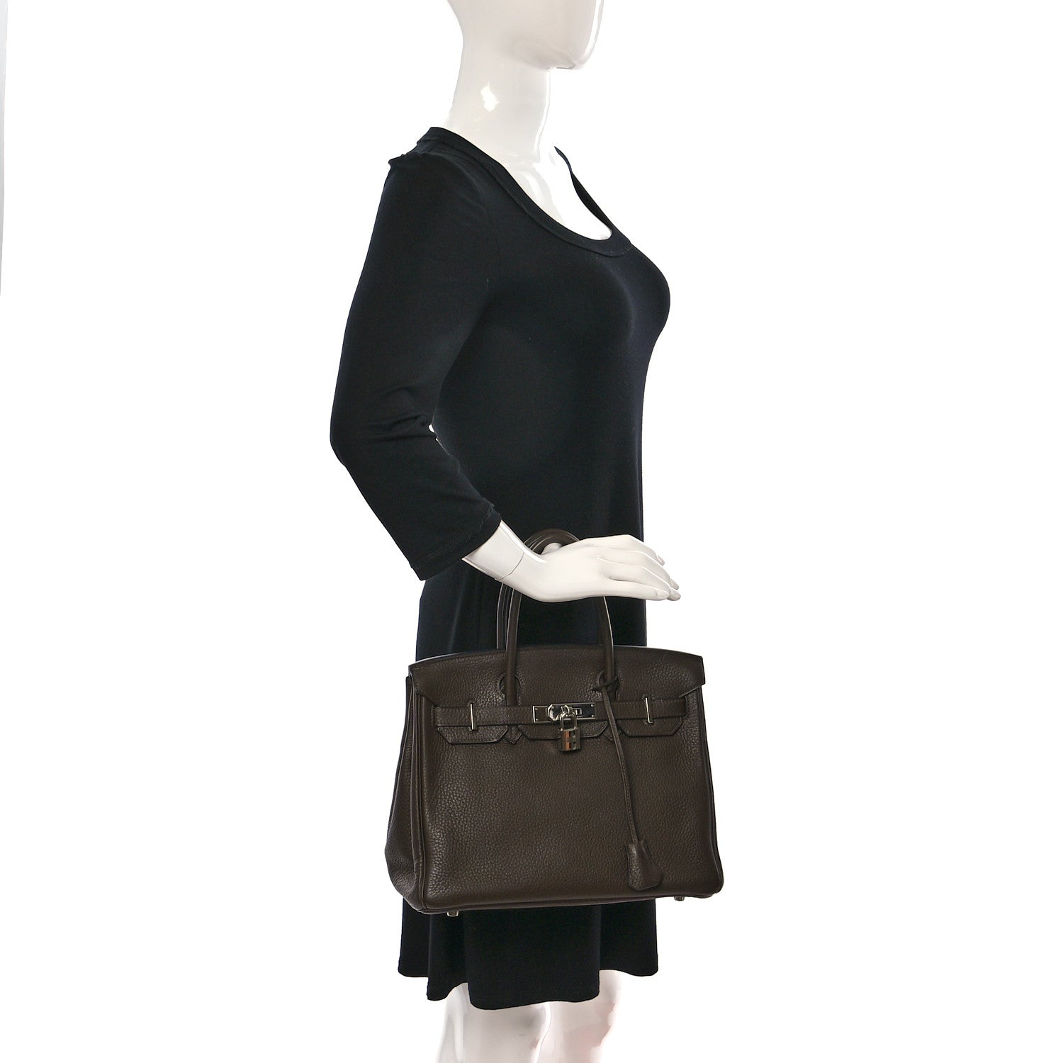 Hermes Taurillon Clemence Birkin 30 Chocolate 2 of 13