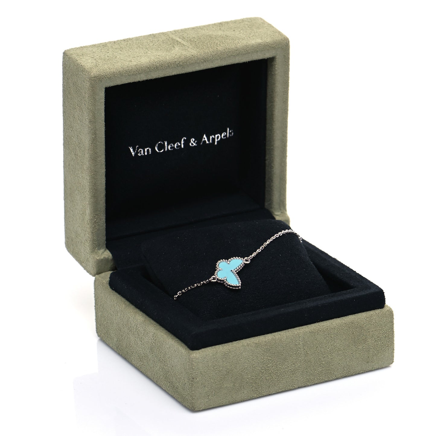 18K White Gold Turquoise Sweet Alhambra Butterfly Bracelet