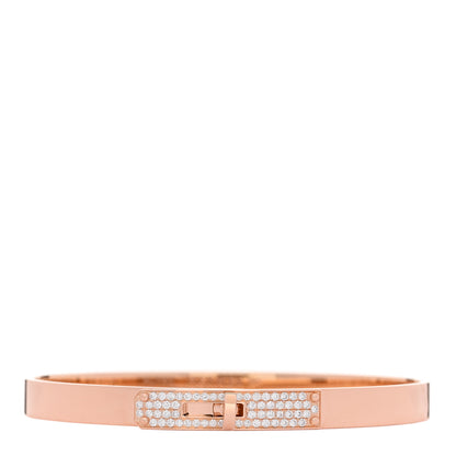 Hermes 18K Rose Gold Diamond PM Kelly Pave Bracelet SH 1 of 3