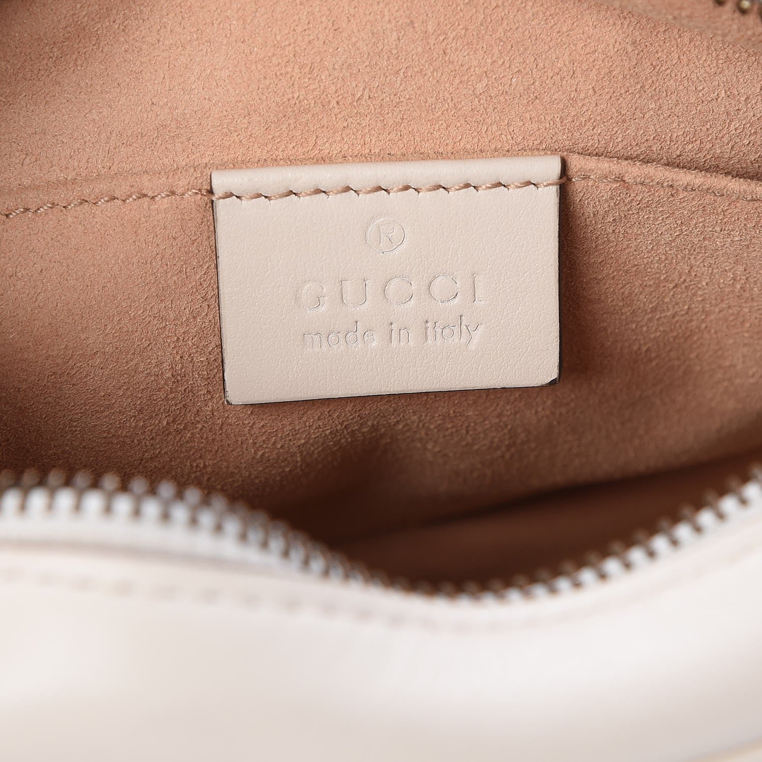 Gucci Calfskin Matelasse Mini GG Marmont Chain Shoulder Bag White 7 of 9