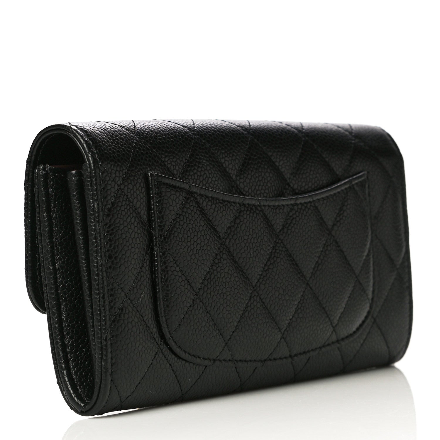 Chanel Caviar Quilted Large Gusset Flap Wallet Black 3 of 11